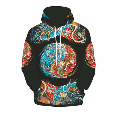 

Toponeto Mens Autumn Spring Fashion 3D Printing Hoodie Hooded Loose Long Sleeve Top