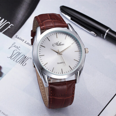 

Lite type high-end business watch with diamond sun pattern stainless steel case leather strap watch