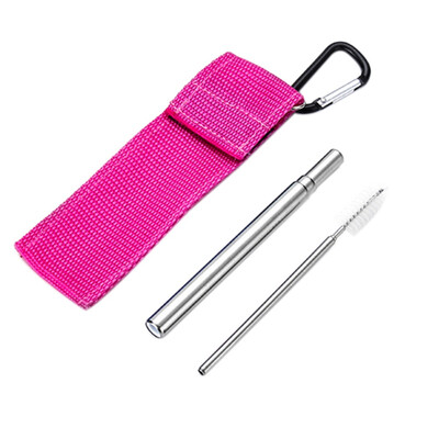 

Portable Stainless Steel Telescopic Drinking Straw For Travel Reusable Collapsible Metal Drinking Straw With Bag And Brush Set