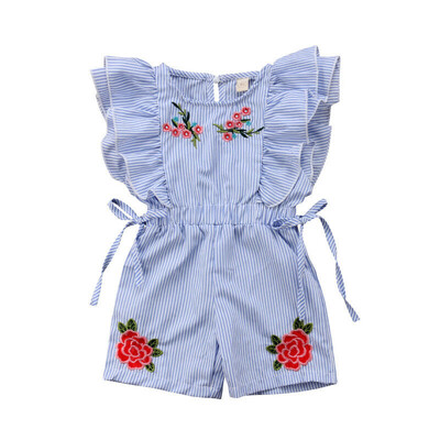 

Toddler Kids Baby Girl Flower Stripe Ruffle Romper Jumpsuit Outfits Clothes