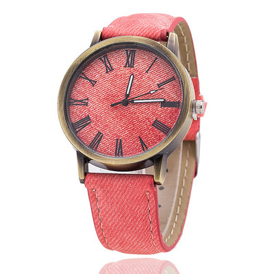 

Imitation jeans canvas steel bottom European&American trend multicolor leather watch canvas strap watch