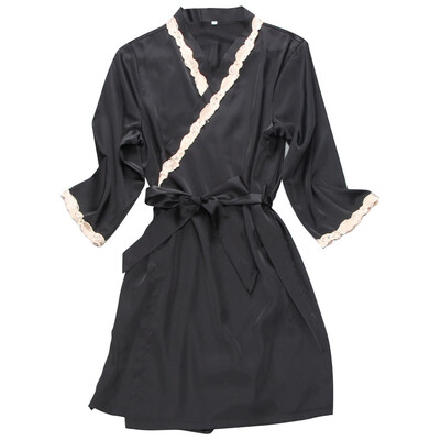 

Toponeto Women Sexy Satin Fashion Lace Pajamas Sleepwear Robe Long Sleeve Underwear
