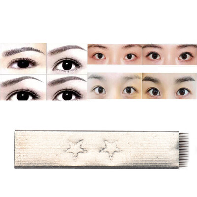 

〖Follure〗10pcs Permanent Eyebrow Tattoo Needle Micorblades Fog Flat 14 Pins Tattoo Blade