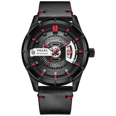 

SMAEL 9011 Casual Sport Watch Multifunctional Male Leather Wristwatch Waterproof Business Quartz Watches