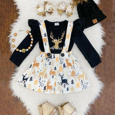 

Kids Baby Girls Dress Clothes Christmas Tops T-shirts Skater Skirt Outfits Set