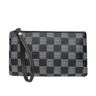 

Portable Printing Wristlet Clutch Women Purse PU Leather Zipper Long Wallet