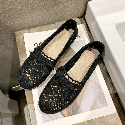

Summer 2019 lace mesh shoes breathable mesh womens shoes old Beijing cloth shoes pregnant women soft soybean shoes flat shoes