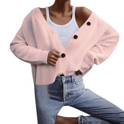 

Toponeto Women Long Sleeve Knitwear Open Front Button Cardigan Sweaters Outerwear