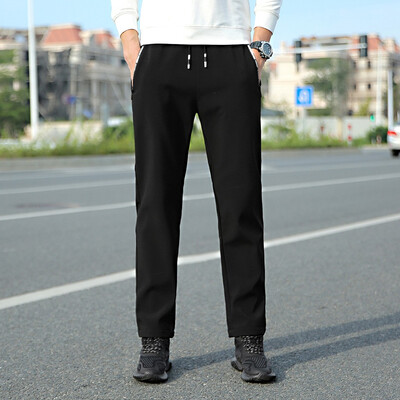 

Gobestart Mens New Fashion Autumn Winter Solid Thermal Trousers Drawstring Long Pants