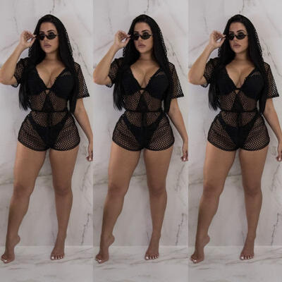 

2018 Hot Sell Womens Casual Loose Mesh Fishnet Bodysuit Jumpsuit Romper Sexy Clubwear