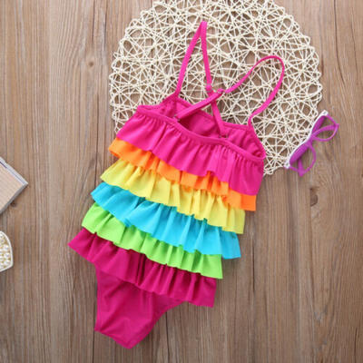 

Toddler Kids Baby Girls Rainbow Bikini Swimwear One Piece Swimsuit Beachwear