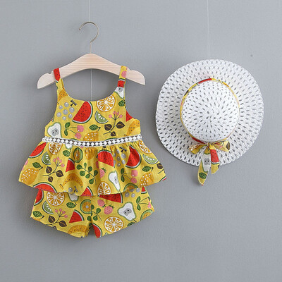 

Toddler Baby Girls Dress Ruffle TopPantsHat Set Kids Summer Clothes Outfits