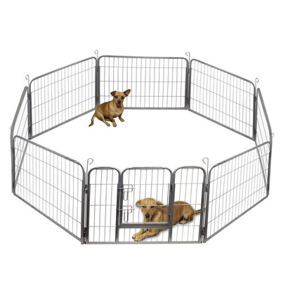 

Ktaxon New 24" 32" 40" 8 Panel Heavy Duty Pet Playpen Dog Exercise Pen Cat Fence Silver
