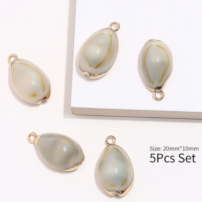 

5 Pcs Gold Plated Sea Shells For Jewelry Fashion DIY Handmade Home Decor Natural Shell Craft Accessories Ornaments