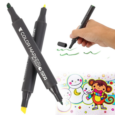

2018 New 80 Colors 1PCSDual Tip Brush Marker Pens Highlighter Pen for Adults Children Anime Painting Oil Color Pen