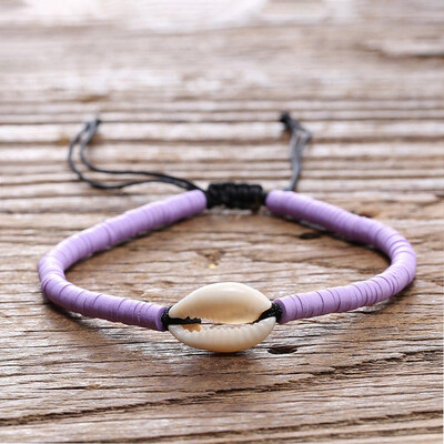 

8 Colors Handmade Shell Charm Bracelets Bangles Adjustable Braided Rope Resin Bracelets For Women Girls Summer Jewelry