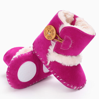 

Winter Baby Boots Girls Boys Rubber Soled Shoes Infant Toddlerborn Super Warm Snowfield Wooden Buttons Boots