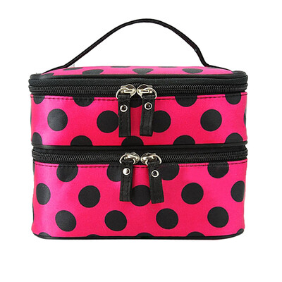 

Dual Layer Cosmetic Dot Beauty Makeup Portable Case Toiletry Bag Organizer