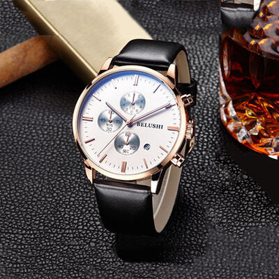 

Luxury Man Watches Waterproof Watches Chronograph Clock Military Quartz Wristwatch Relogio Masculino Leather Band