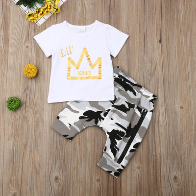 

Casual Toddler Kids Baby Boy Clothes Tops T-shirt Camo Pants 2PCS Outfits Set
