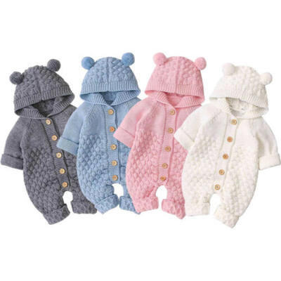 

NEW Kid Baby Boy Girl Winter Warm Outfit Knitted Jumpsuit Bottum Overall Clothes