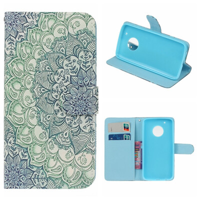 

MOONCASE Moto G5 PLUS Painted Pattern Leather Case - Emerald
