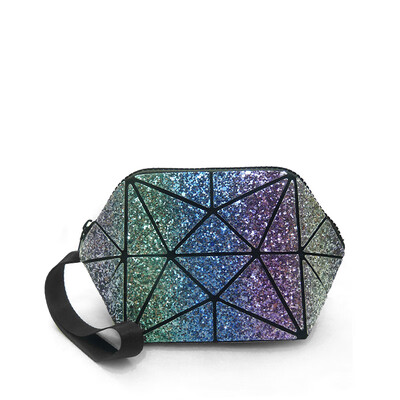 

LOVEVOOK women makeup bags PU leather small clutch female with short strap cosmetic bag for travel geometric bag luminous color