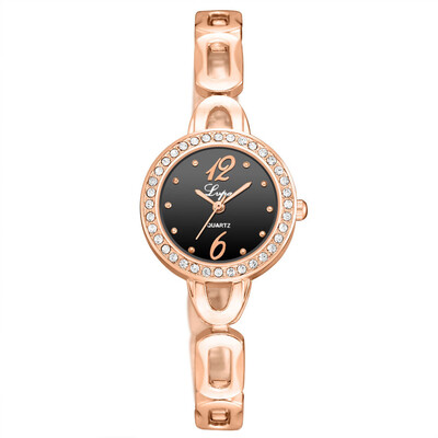 

Luxury Womens Watches Roman Numerals Scale Disc Ladies Quartz Wristwatch Rose Gold Alloy Strap Clock Lvpai Zegarki Damskie