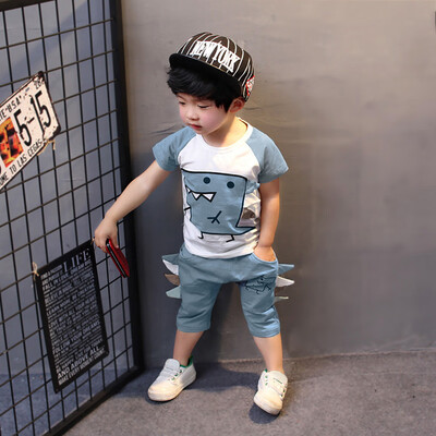 

2PC Toddler Kids Baby Boy Cartoon Printed T shirt Tops Shorts Outfits Set