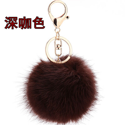 

Rabbit hair ball key ring car with 8 cm plush accessories female key chain cute fur bag pendant lobster clasp