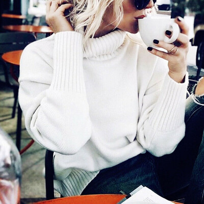 

〖Follure〗Women Turtleneck Pullover long Sleeve Solid Color Loose Knitted Sweater Tops