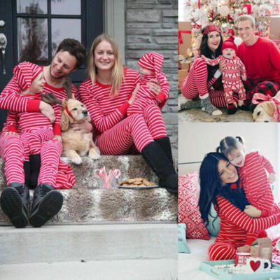 

US Family Matching Christmas Pajamas Set Women Baby Kids Sleepwear Nightwear