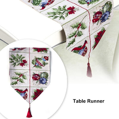 

Christmas Embroidered Table Runner for Christmas Party Dining Table Decorations