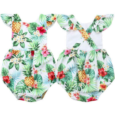 

US Infant Baby Girl Floral Pineapple Romper Bodysuit Jumpsuit Outfit Clothes Set