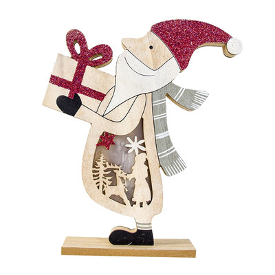 

Gobestart Wooden Santa ClausSnowman Lamp Ornament Home Christmas Party Table Decor