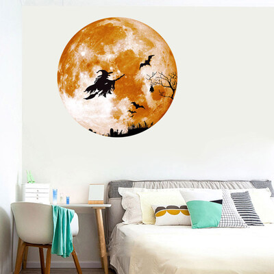 

〖Follure〗Creative Luminous Moon Wall Sticker Halloween Decoration Sticker Broom Witch