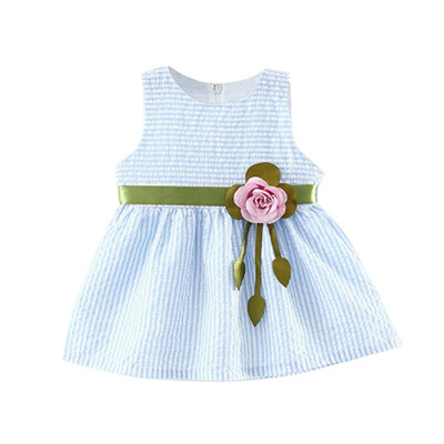 

2 Colors 1-4T Summerly Fashion Baby Girls Cute Flower Striped Dress Children Sleeveless Dresses