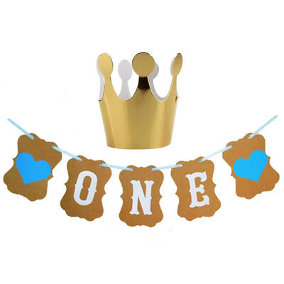 

Kids Baby 1 First Year Birthday Party Crown Hat Banner Headgear Decorations