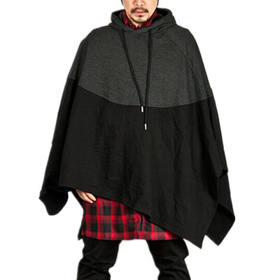 

Mens Winter Hooded Retro Cape Cloak Poncho Coat Smock Pullovers Sweater Oversize