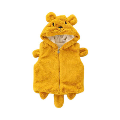 

Winter Kids Girls Thick Waistcoat Cute Bear Ears Solid Zipper Hooded Waistcoats Coats Outwears