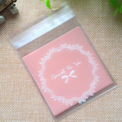 

100Pcs Lovely Cartoon Flower Cookies Biscuits Bags Self-Adhesive Party Wedding Bag Cake Candy Gift Bags Baking Package 10X10Cm