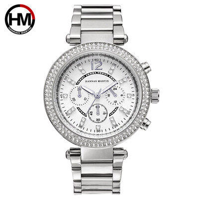 

RM Fashion Diamond Three Eye Six Digit Digital Scale Ladies Steel Belt Quartz Watch