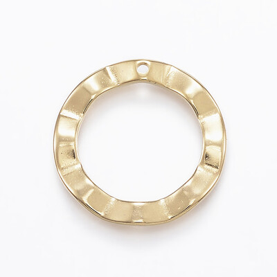 

304 Stainless Steel Pendants Flat Round Golden 18x15mm Hole 1mm