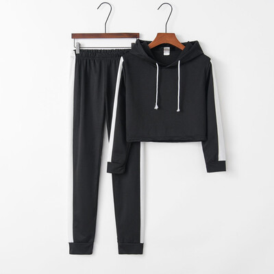 

Tailored Women Solid Color Hooded Sweatshirt&pant Tracksuit Sport Suit