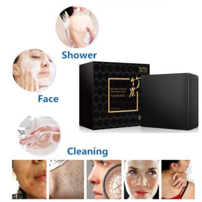 

NEW Activated Bamboo Charcoal Soap Organic Bamboo Facial Cleanser Acne black