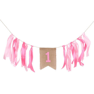 

Baby One Year Old Birthday Ribbon Banner Shower Party Burlap Bunting Decor
