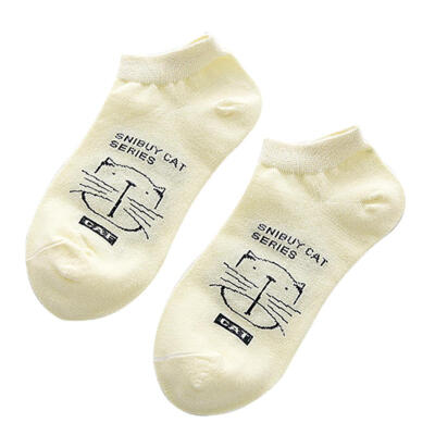 

Cartoon Cat Animal Pattern Women Summer Breathable Cotton Low Cut Boat Socks
