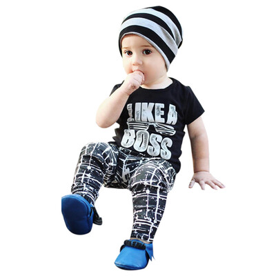 

2PCS Toddler Kids Infant Baby Boy Letter T shirt Tops Pants Outfits Clothes Set