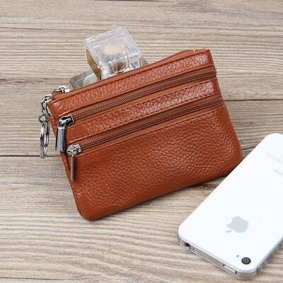 

Factory direct new leather short wallet ladies leather zipper purse mini wallet coin bag