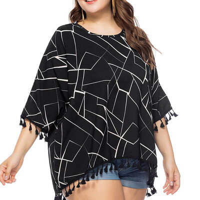 

Nomeni Women Swimsuit Beach Cover Up Shirt Plus Size Bathing Suit Pinted Blouse Tops
